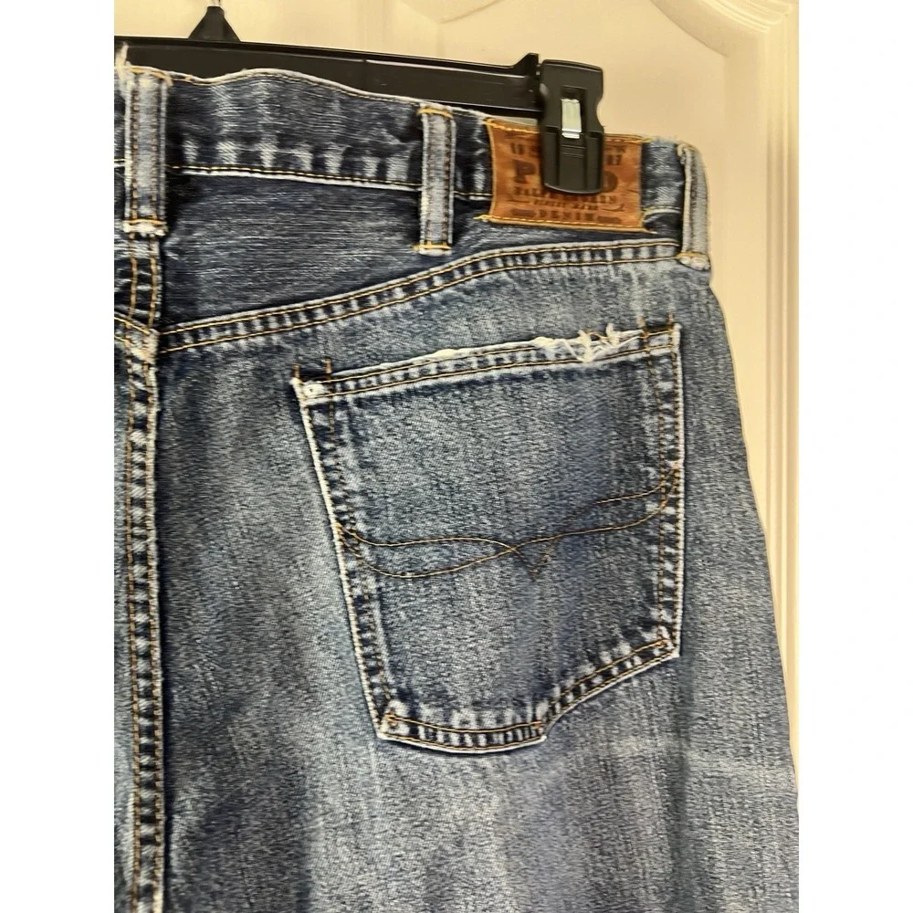 Polo Ralph‎ Lauren PRL Classic Denim Jeans 38 x 30 Distressed RL Logo Denim F12